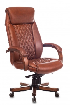 Кресло руководителя Бюрократ T-9924WALNUT светло-коричневый Leather Eichel