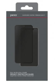 Защитное стекло PERO для Apple iPhone 13 Pro Max (полноклеевое, чёрная рамка, ограниченный угол обзора)